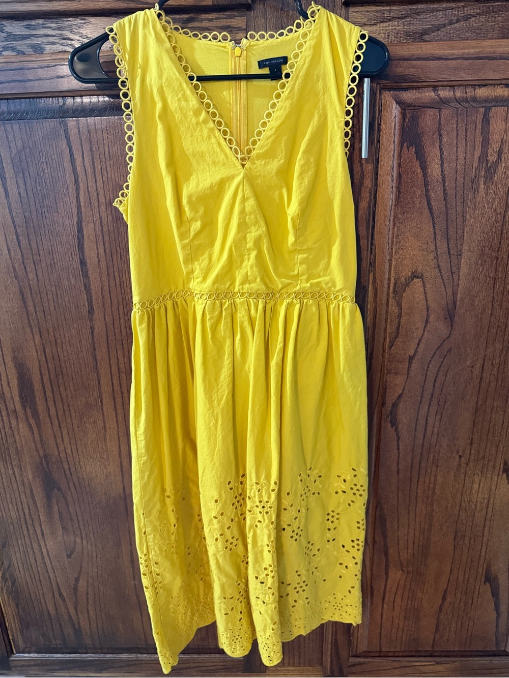 Ann Taylor Bright Yellow Eyelet Midi Dress